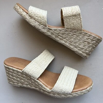 Sandalias André Assous Nori Alpargata Rafia Tacón Cuña con Correas de Yute EU 37 US 7 Foto 1 de 4