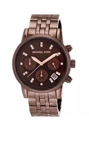 Orologio Donna Michael Kors MK5547 Ritz Quadrante Marrone IP Acciaio Cronografo - Foto 1 di 8