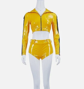 Disfraz de Disfraz Kill Bill La Novia Abrigo Amarillo Pantalones Cortos Mujer Camisa Pantalones Nuevo - Imagen 1 de 7