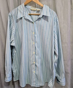Eddie Bauer Shirt s.XXL Tall Longsleeve White with Blue Stripes * - Picture 1 of 9
