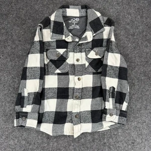Camisa de franela a cuadros Joe Fresh para niños blanca y negra con botones talla 3 - Imagen 1 de 8