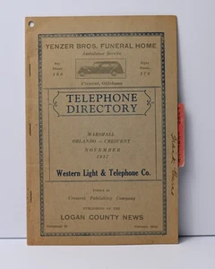1937 Marshall Orlando Crescent Oklahoma Telephone Directory 8 pages - Picture 1 of 6