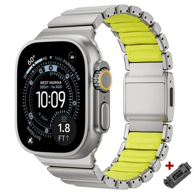  Titanium Rubber Strap for Apple Watch Ultra 3 2 1 49mm 10 11 46mm 45MM 44MM - Image 1 of 4
