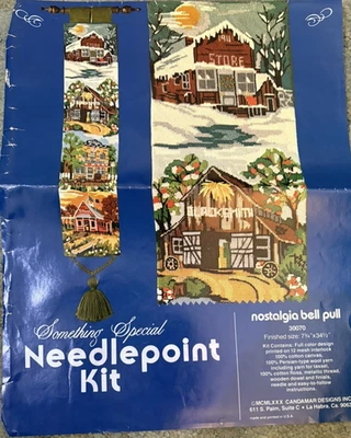 Vtg Rare Something Special NOSTALGIA BELL PULL Needlepoint 1980 Kit 30070 opened - Image 1 of 4