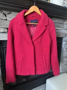 Lands' End Wool Blazer Jacket Coat Womens 8 Red Lined Single Breasted Workwear - Picture 1 of 12