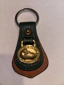 Vtg Dooney & Bourke Duck All Weather Leather Keychain Key Ring Purse Gr/br 4” - Picture 1 of 8