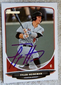 Houston Astros Tyler Heineman Signed 2013 Bowman Auto Card