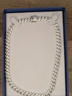 COLLAR CADENA PLATA ESTERLINA 925 SWAROVSKI CUBANO, CERTIFICADO CGL Foto 1 de 3