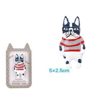 Kusuguru Japan French Bulldog Brooch Handmade Alloy Pin Badge 5×2.5cm Cute Dog - Picture 1 of 1