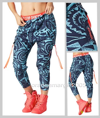 ZUMBA Harem 工装裤 侧口袋 嘻哈 舞蹈 健身 EasyFit/Comfy XS S M L — 第 1/3 张图片