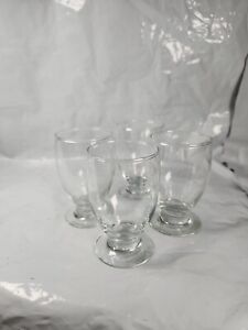 Vintage Set of 4 small Drinking / Shot Glasses Clear Glass Retro VGC PROP 