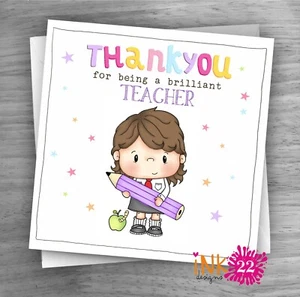 Thank you Card Thanks Teacher, Teaching Assistant, Nursery School Boy/Girl - Picture 1 of 4