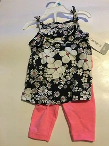 Carter's Bebé Niña Top Floral y Leggings Rosa 2 Piezas Conjunto Conjunto Conjunto 6 M - Imagen 1 de 3