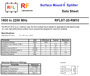 1 pieza SBA-2-20 divisor equivalente 2 vías divisor de alimentación SMT, 1800 - 2200 MHz - Imagen 1 de 5