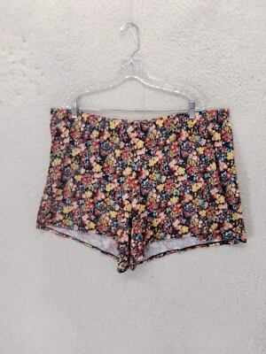 Pantalones Cortos Mujer Cacique 26/28 Negro Estampado Floral 100% Algodón Calce Informal Mini Foto 1 de 4