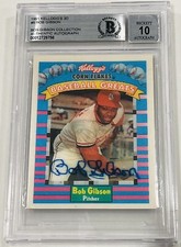 1991 Kellogg's 3D #5 Bob Gibson Signed Sportflics HOF Baseball Card BGS 10 AUTO