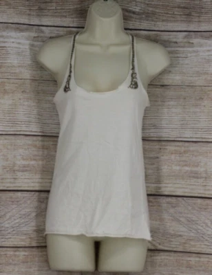 Xhilaration Womens Size Small Racerback Tank Top Shirt with Bead Detail White - Image 1 of 4
