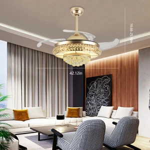 42" Luxury Ceiling Fan Light w/ Remote Control LED Fan Lamp Chandelier Fixture - Picture 1 of 12