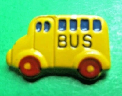 (1) JHB 3/4" AMARILLO AUTOBÚS ESCOLAR VERBAL ARTESANÍA ADORNO BOTÓN NOS (R209) Foto 1 de 2