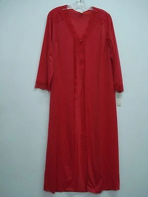 USA Made Nancy King Lingerie Long Jacket Robe Size Small Red #796Q - Image 1 of 4