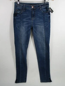 Tinseltown blaue Damenjeans mit Vordernaht Med Wash Größe 3/27 geschlitzte Manschette neu mit Etikett - Bild 1 von 10