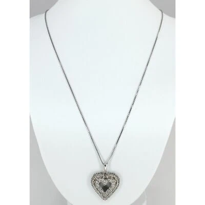 Collar Colgante Corazón Baguette Diamante Redondo y Cónico Plata de Ley 925 De Colección Foto 1 de 4