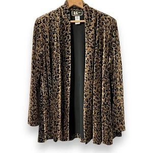 Vintage R&K Evening Leopard Metallic Velvet Jacket Size Missy 8 Animal Print 90s - Picture 1 of 9
