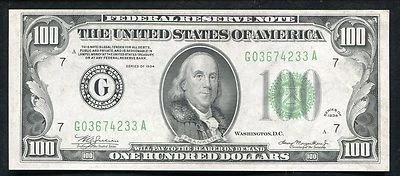 FR. 2152-G 1934 $100 FRN FEDERAL RESERVE NOTE CHICAGO, IL GEM UNCIRCULATED - Image 1 of 2