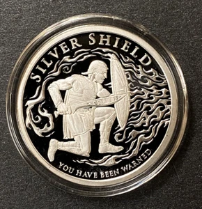 1 Oz .999 Pure Silver Shield Proof You have Been Warned Round Coin COA + Box $ - Imagen 1 de 9