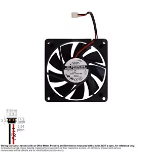 Fan Muffin Cooling DC 12V DC12V 12VDC 80mm 80x80x15 ADDA AD0812HB-D91 06H4 - Picture 1 of 3