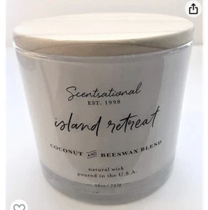 Scentsational Island Retreat Candle Glass Jar 26oz 3 Wick Coconut Beeswax