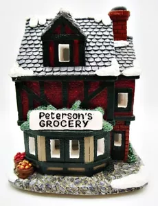 05 Vintage Hand Painted Lacquered Ceramic Miniature Village Peterson's Grocery - Picture 1 of 6