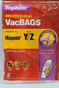 Paquete de 2 bolsas de aspiradora de microfiltración tipo Y/Z Rug Doctor Hoover #RD10494 - Imagen 1 de 2