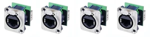 (4 PACK) NEUTRIK NE8FDP CAT 5/6 RJ45 Feed-Thru D Series Panel Mnt Jack - Nickel - Picture 1 of 2