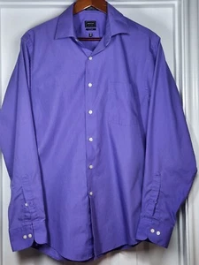 Arrow Poplin Men's Button Dress Shirt Purple Size 15.5-34/35 Long Sleeve Fitted - Picture 1 of 5