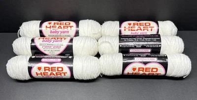 LOT OF 6 Vintage Red Heart Baby Yarn Wintuk Acrylic Orlon Baby, White NOS New - Image 1 of 4