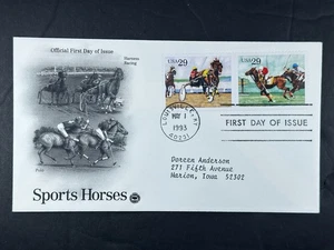 FDC 1993 Sports Horses Harness Racing & Polo 29¢ Se-Tenant Pair a924 - Picture 1 of 2