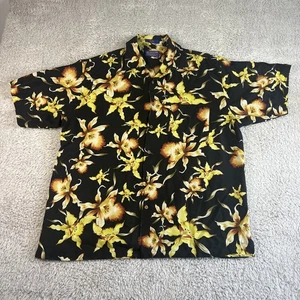 Pendleton 100% Silk Wood Button Up Hawaiian Tee Shirt Size Large Floral Design  - Picture 1 of 8