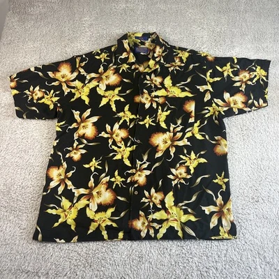 Pendleton 100% Silk Wood Button Up Hawaiian Tee Shirt Size Large Floral Design  - Image 1 of 4