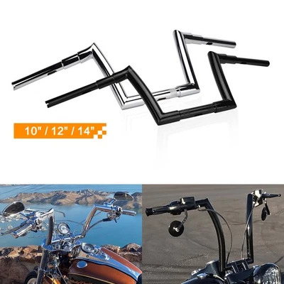 10" 12" 14" Rise Ape Hanger Handlebar For Harley Sportster Dyna Softail Fat Boy Foto 1 de 4