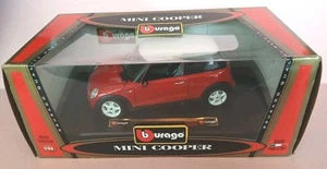 Auto Burago® 1:24 Mini Cooper rosso/bianco belle condizioni scatola originale - Foto 1 di 2