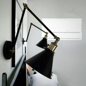 Swing Arm Wall Lamp Vintage Wall Light Home Indoor Wall Lights Black Wall Sconce - Picture 1 of 7