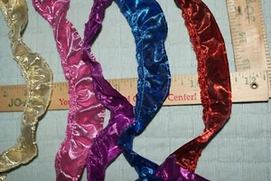 Nuevo borde púrpura azul coja con volantes rosa oro rojo azul 6+ yardas/1,25""/ 1,5"" envío rápido - Imagen 1 de 2