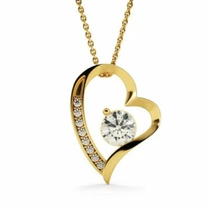 Heart Necklace Adjustable,Pendant,Yellow Gold Finish,Gift Women Girls,Fashion - Picture 1 of 3