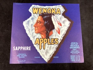 CAJA DE FRUTAS DE ZAFIRO WENOKA DE COLECCIÓN ETIQUETA ORIGINAL, ENTIAT, WA, NUEVA - Imagen 1 de 2
