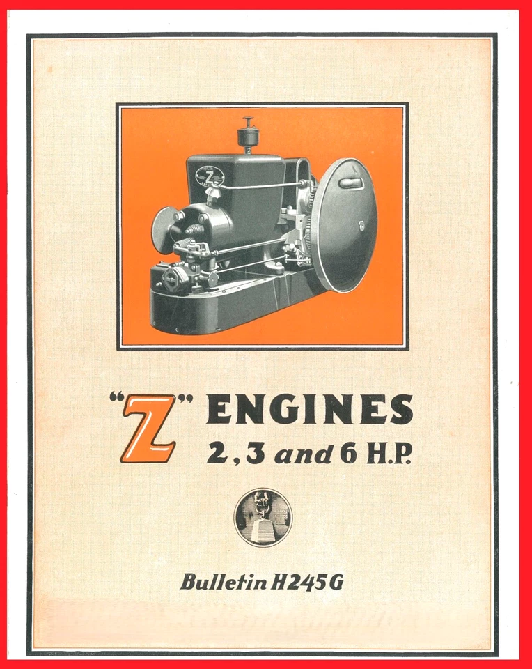 Folheto para motores estacionários Hit N' Miss Fairbanks Morse "Z" 2, 3 e 6 HP - Imagem 1 de 4