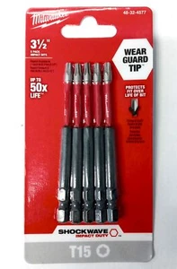 Brocas de potencia de impacto Milwaukee 48-32-4577 onda de choque 3-1/2" T15 Torx (5 piezas) - Imagen 1 de 1