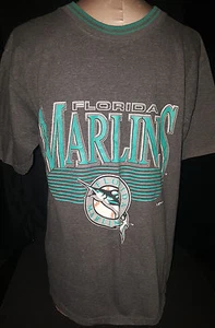 MLB FLORIDA MIAMI MARLINS HERREN DISTRESS THROBACK LOGO 7 MARKEN T-SHIRT GRÖSSE LARGE - Bild 1 von 8