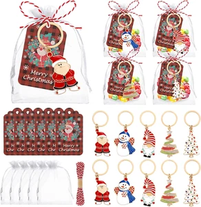 25Pcs Christmas Keychain Bulk Christmas Party Favors Santa Claus Tree Snowman Gn - Picture 1 of 1