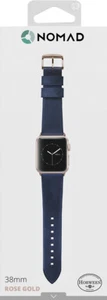 Nomad Blue Leather Apple Watch Strap Band 38 40 41 MM Series 1 2 3 4 5 6 7 8 SE - Picture 1 of 3